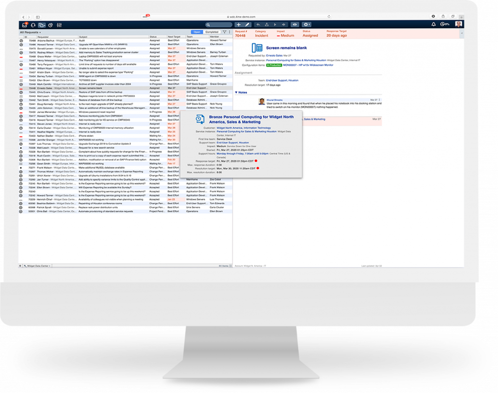 Overview Of The 4me Service Management Platform Infravision